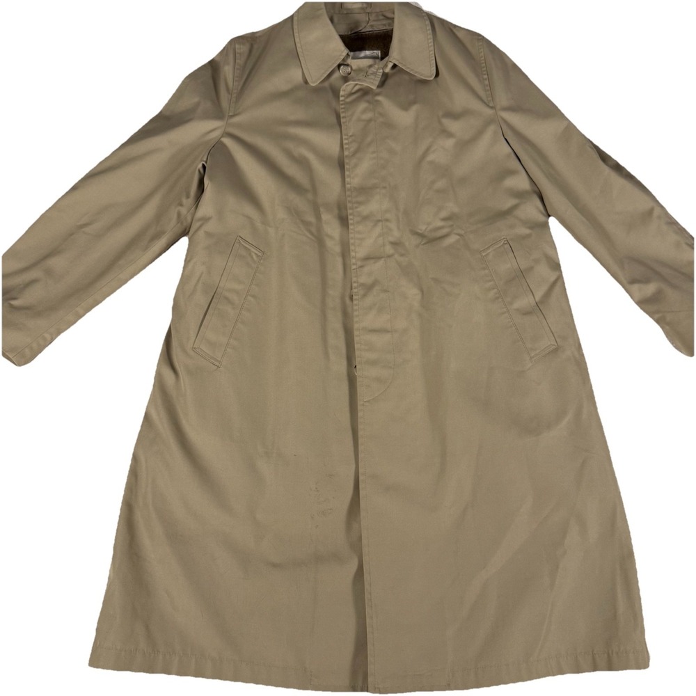 NICE Vintage RAINTAMER Trench Coat Mens 42 Tall Fur Lined Tan Rain Made In Korea